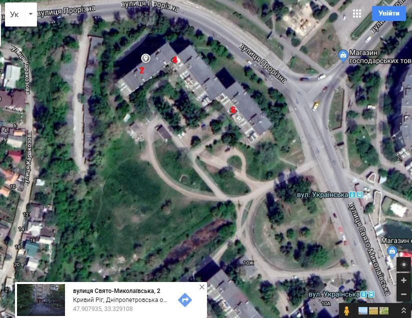Карта расположения будущего уголка отдыха возле домов 2,4 и 6 по улице Свято-Николаевская
