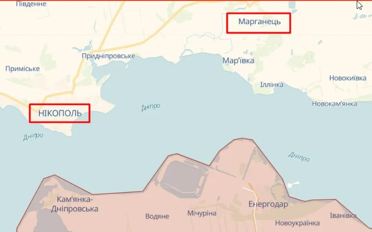 Енергодар та Нікопольський район на мапі. Джерело: deepstatemap