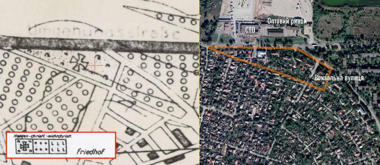 Стара мапа та місце розташування кладовища Стара мапа та місце розташування кладовища