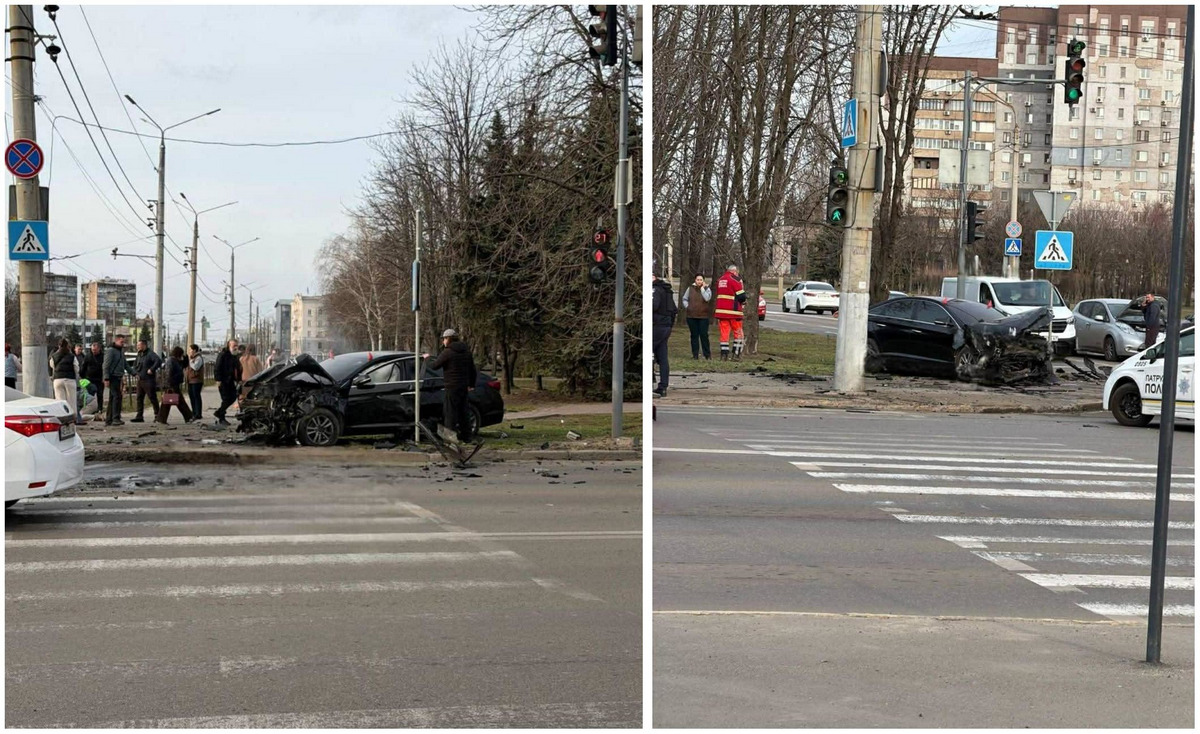 Біля парку Героїв, поруч із міськвиконкомом зіткнулися Mercedes та Hyundai.