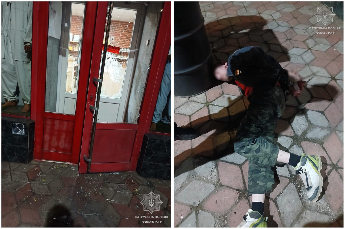 Патрульні затримали чоловіка, який проник до магазину і вивели його звідти.